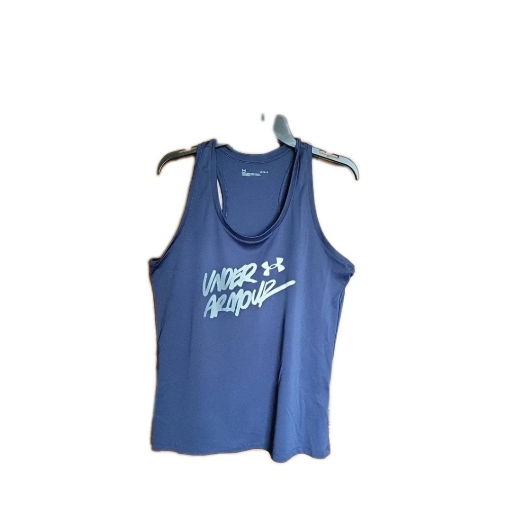 Under Armour Womens Velocity Wordmark Tank Top Blue Sz. L